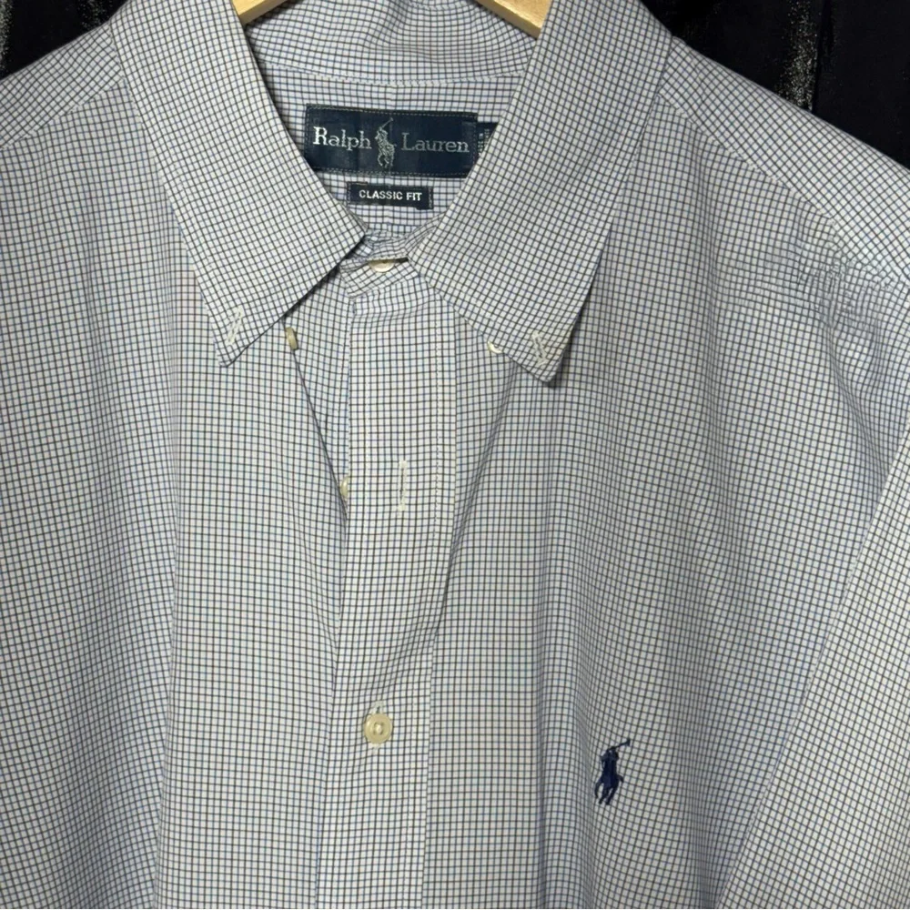 2/$20  Ralph Lauren Blue Dress Shirt Classic Gingham - Picture 2 of 10